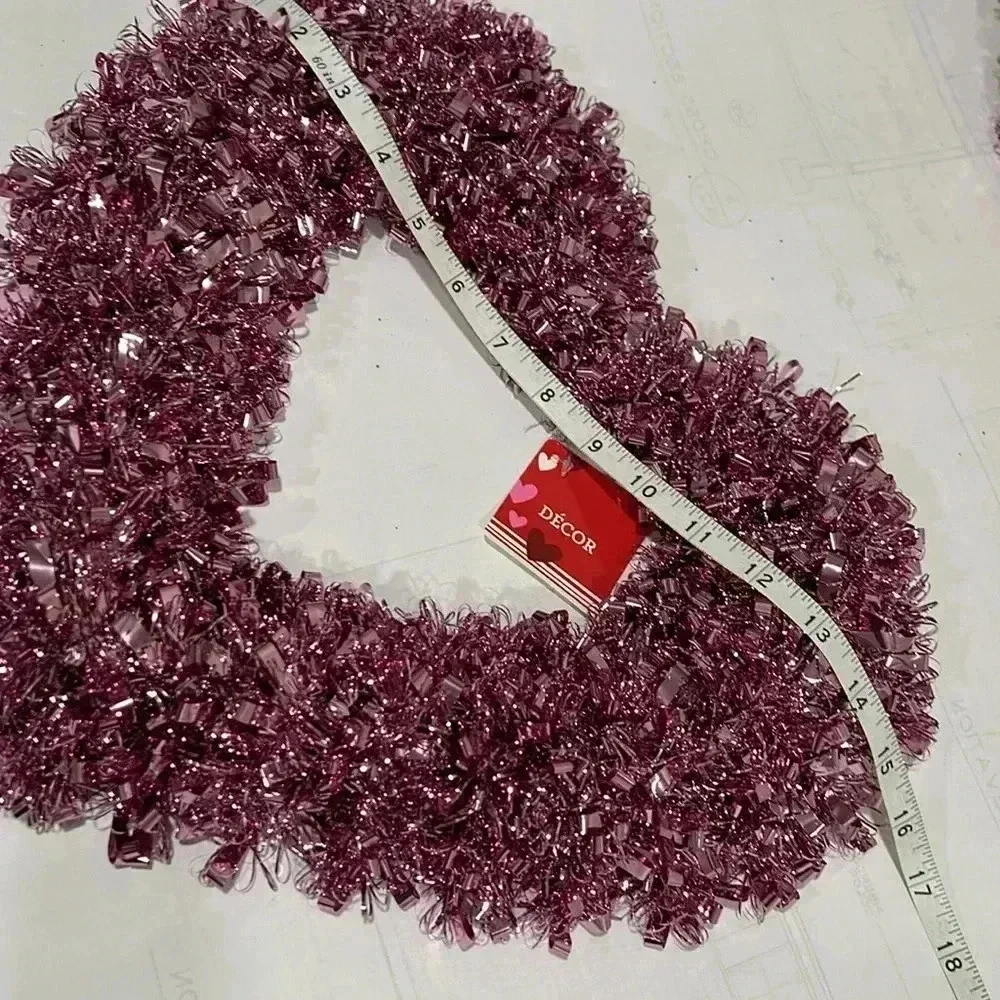 14” Pink Tinsel Heart